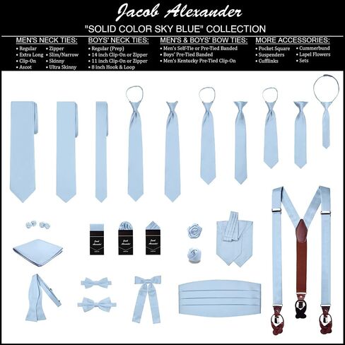 Jacob Alexander Men's Solid Fabric Suspenders Braces Convertible Leather Ends and Clips Y-Back in Kuwait