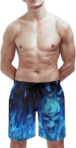 Men's Funny Cat Riding Unicorn with Gun Swim Trunks Boardshort Beach Shorts in Kuwait