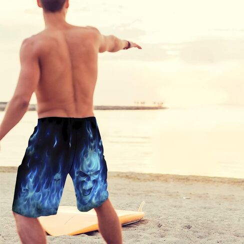 Men's Funny Cat Riding Unicorn with Gun Swim Trunks Boardshort Beach Shorts in Kuwait