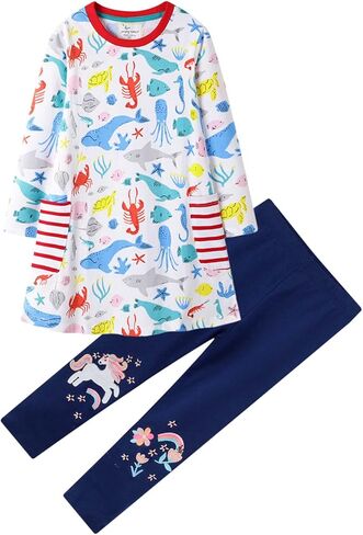 مجموعة ملابس SHOOYING للفتيات مكونة من قطعتين بأكمام طويلة وفساتين وسراويل ضيقة مجموعة ملابس الخريف والشتاء in Kuwait