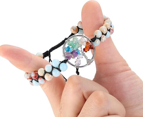 Top Plaza 7 Chakra Tree of Life Bracelets Healing Crystals Stone Beads Bracelets Natural Reiki Gemstone Adjustable Bracelets for Women Men Yoga Meditation Jewelry Birthday Gifts in Saudi Arabia