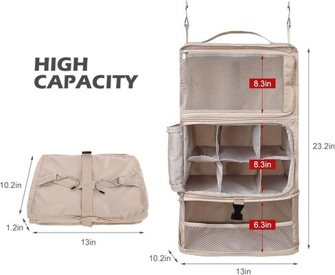 Surblue Hanging Shelves Travel Compression Packing Cube for Carry-on Luggage Suitcase Collapsible Transformable Garment Closet Organizers Large Capacity, Lightgrey, XL in Kuwait