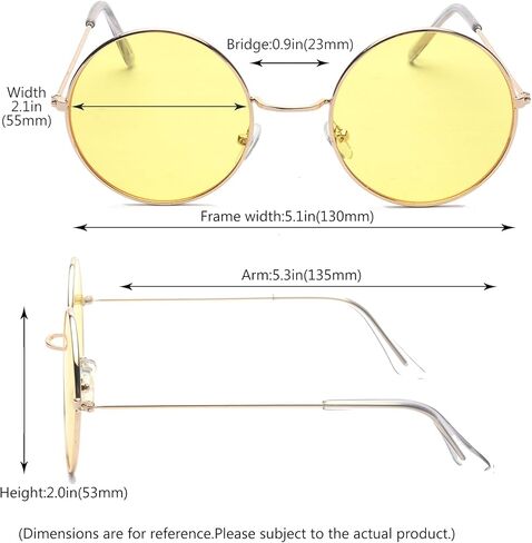 ALWAYSUV Round Small Flat Sunglasses Circle Metal Vintage 70's Hippie Glasses in Saudi Arabia