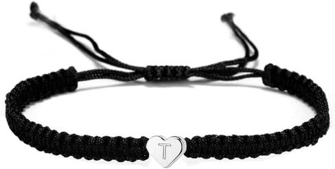 kelistom 14K White Gold Plated Initial Heart String Bracelets for Women Men Teen Girls Boys Handmade Rope Braided Bracelet Minimalist Jewelry Matching Couple Bracelets in Saudi Arabia
