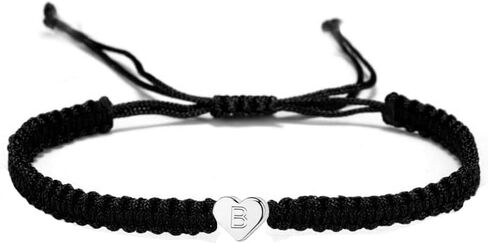 kelistom 14K White Gold Plated Initial Heart String Bracelets for Women Men Teen Girls Boys Handmade Rope Braided Bracelet Minimalist Jewelry Matching Couple Bracelets in Saudi Arabia