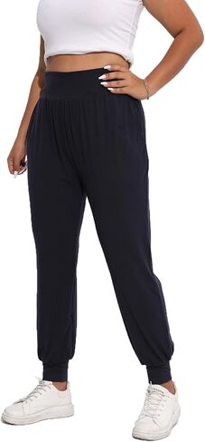 بنطلون رياضي نسائي من Sniper First فضفاض غير رسمي بخصر مطاطي للركض بجيوب وتمارين اليوجا بنطلون رياضي للاستراحة in Kuwait