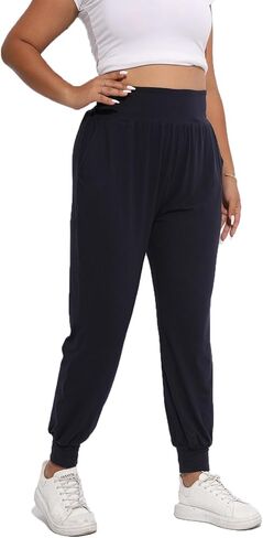 بنطلون رياضي نسائي من Sniper First فضفاض غير رسمي بخصر مطاطي للركض بجيوب وتمارين اليوجا بنطلون رياضي للاستراحة in Kuwait