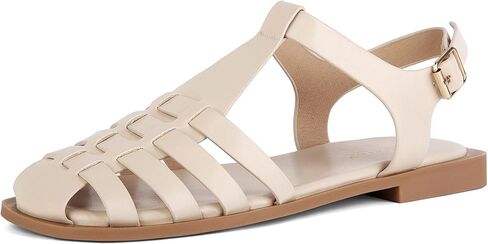 MaxMuxun Women's Flat Sandals Closed Toe Summer Roman Sandals Beach Sandals Square Toe Gladiator Outdoor Shoes in Saudi Arabia