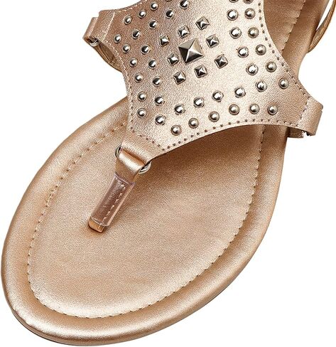 ANUFER Womens Knee High Roman Gladiator Sandals Rivets Studded Strappy Zipper Thong Sandals in Saudi Arabia