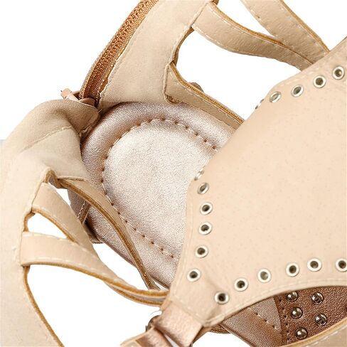 ANUFER Womens Knee High Roman Gladiator Sandals Rivets Studded Strappy Zipper Thong Sandals in Saudi Arabia