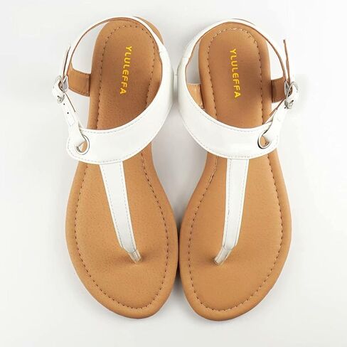 Sandals for women - Womens Comfortable Cute Flat Thong Sandals - Women’s Summer Sandal Shoes with Adjustable Ankle Buckle T-Strap in Kuwait