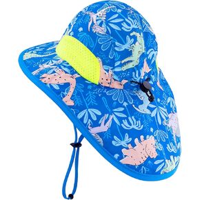 XIAOHAWANG Girls Sun Hat Baby Beach Hats Boys UPF 50+ Kids Summer Protection Cap Toddler Breathable Caps Wide Brim Neck Flap