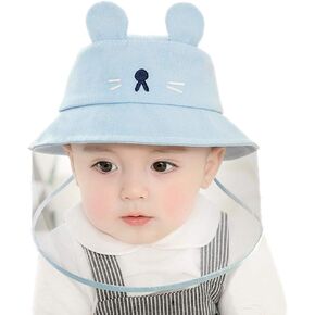 Kids Isolation Protective Cap Fisherman Baby Sun Hat Cute Mouse Design for Children Protection (Pink,46yards(fit 4 to 12 Months))