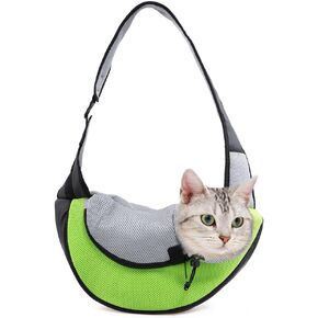 ابابيزد شنطة حمل للكلاب الصغيرة والقطط مصنوعة من نسيج شبكي جيد التهوية بدون استخدام اليدين بوزن يصل الى 5 باوند، هدية (مقاس S (حتى 5 باوند)، لون اخضر) in Kuwait