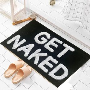 Zeeinx Get Naked حمام حصيرة لطيف سجاد الحمام غير زلة ستوكات ماصة سجاد حمام مضحك ديكور الحمام للشقة حصيرة حمام سوداء لحوض الاستحمام والدش، آلة قابل للغسل، 20 "× 32" in Kuwait
