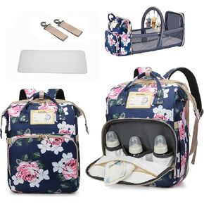 GurZinn Diaper Bag Backpack with Changing Station, Foldable for Bady Toddler, 3 in 1 Large Capacity Newborn Essentials Organizer with Stroller Hook for Girls and Boys（Pink） in Saudi Arabia