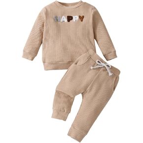 Aenbilo Toddler Baby Boy Clothes Letter Crewneck Fall Boy Winter Outfits Sweatshirt Long Sleeve Pants Clothes Set 6 Month-4T in Kuwait
