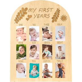 My First Year Photo Display Wood Board Baby's First Year Photo Frame 0-12 Months Baby Photo Frame Baby Milestone 1st First Year Picture Frame Baby Keepsake Picture Frame Gift for Mom Baby Boys Girls in Kuwait