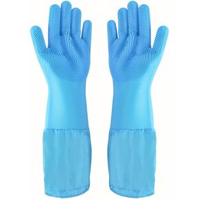 1TO3GO Pet Grooming Gloves Pet Hair Remover Cat, Dog Washing Gloves Silicone Heat Resistant Cleaning Gloves with High-Density Teeth Grooming Gloves for Dogs, Cats, Horses (2 Pairs - Blue & Gray) in Kuwait