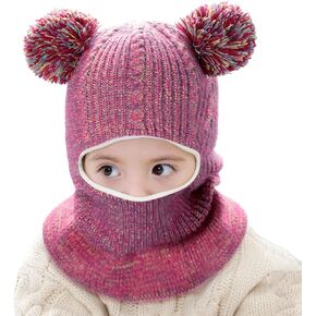 Bbaby Winter Hat Scarf Set, Toddler Kids Earflap Hood Scarves Caps Warm Fleece Lined Infant Beanie Balaclava Hats
