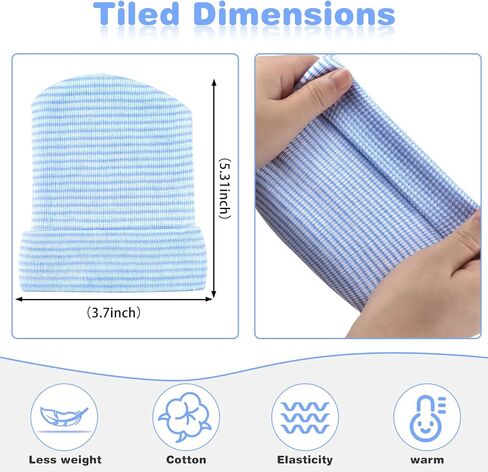 Hicdaw 6/8pcs Newborn Hospital Hat Baby Girl Boy Hats Caps Turban Beanie Stripes Hat Toddler Soft Hat Baby Hats 0-6 Months in Kuwait