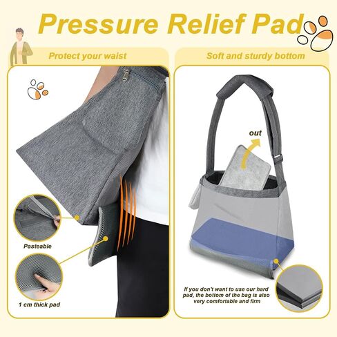 Petskd Pet Sling Carrier Bag, Fits 5-12 lbs Small Medium Dogs Cats Sling Carrier Bag with Hard Bottom Mat, Breathable Mesh, Adjustable Shoulder Strap and Big Pockets for Hands-Free Travel（Small） in Kuwait