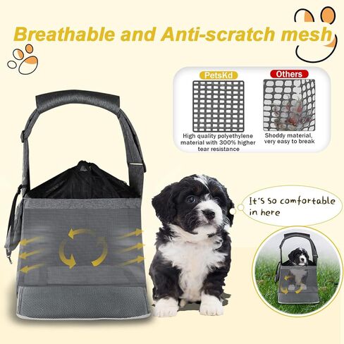 Petskd Pet Sling Carrier Bag, Fits 5-12 lbs Small Medium Dogs Cats Sling Carrier Bag with Hard Bottom Mat, Breathable Mesh, Adjustable Shoulder Strap and Big Pockets for Hands-Free Travel（Small） in Kuwait