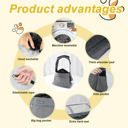 Petskd Pet Sling Carrier Bag, Fits 5-12 lbs Small Medium Dogs Cats Sling Carrier Bag with Hard Bottom Mat, Breathable Mesh, Adjustable Shoulder Strap and Big Pockets for Hands-Free Travel（Small） in Kuwait