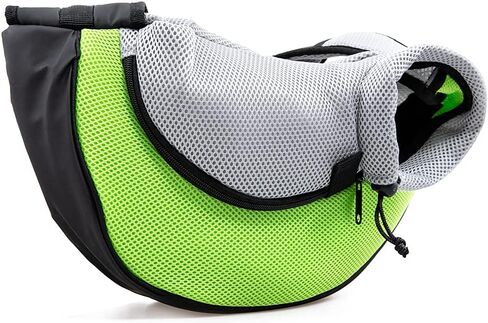 ابابيزد شنطة حمل للكلاب الصغيرة والقطط مصنوعة من نسيج شبكي جيد التهوية بدون استخدام اليدين بوزن يصل الى 5 باوند، هدية (مقاس S (حتى 5 باوند)، لون اخضر) in Kuwait