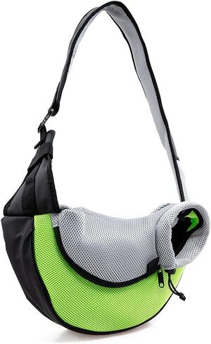 ابابيزد شنطة حمل للكلاب الصغيرة والقطط مصنوعة من نسيج شبكي جيد التهوية بدون استخدام اليدين بوزن يصل الى 5 باوند، هدية (مقاس S (حتى 5 باوند)، لون اخضر) in Kuwait