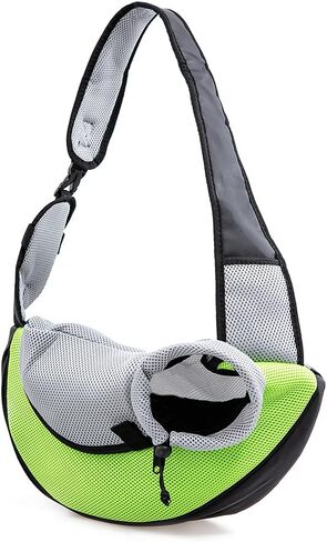 ابابيزد شنطة حمل للكلاب الصغيرة والقطط مصنوعة من نسيج شبكي جيد التهوية بدون استخدام اليدين بوزن يصل الى 5 باوند، هدية (مقاس S (حتى 5 باوند)، لون اخضر) in Kuwait