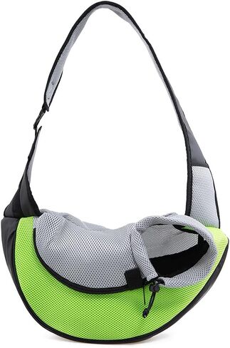 ابابيزد شنطة حمل للكلاب الصغيرة والقطط مصنوعة من نسيج شبكي جيد التهوية بدون استخدام اليدين بوزن يصل الى 5 باوند، هدية (مقاس S (حتى 5 باوند)، لون اخضر) in Kuwait
