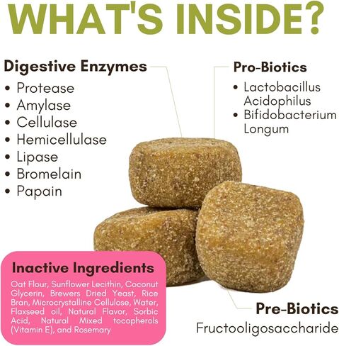 Wholistic Pet Organics: Probiotic Chews for Dogs Digestive Health - 60 Count - Dog Probiotics and Digestive Enzymes - Support Gut Health Immune Supplement Prevents Dog Digestive Problems in Kuwait