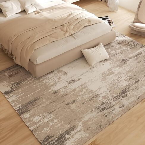 OIGAE Machine Washable Rug - 5x7 Area Rug Low-Pile Non-Shedding Foldable Abstract Modern Rugs, Stain Resistant Anti Slip Backing Rugs for Living Room&Bedroom&Dining Laundry Home Office Carpet, Brown in Kuwait