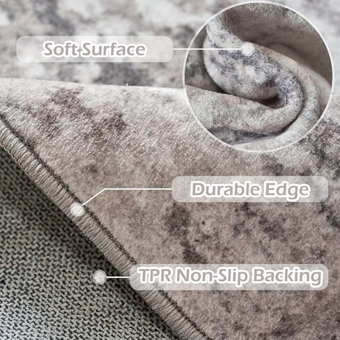 OIGAE Machine Washable Rug - 5x7 Area Rug Low-Pile Non-Shedding Foldable Abstract Modern Rugs, Stain Resistant Anti Slip Backing Rugs for Living Room&Bedroom&Dining Laundry Home Office Carpet, Brown in Kuwait