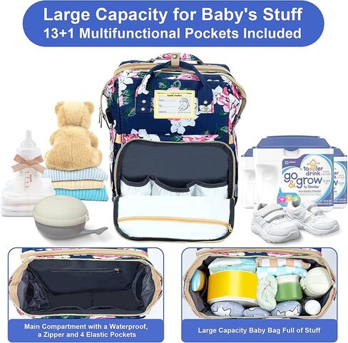 GurZinn Diaper Bag Backpack with Changing Station, Foldable for Bady Toddler, 3 in 1 Large Capacity Newborn Essentials Organizer with Stroller Hook for Girls and Boys（Pink） in Saudi Arabia