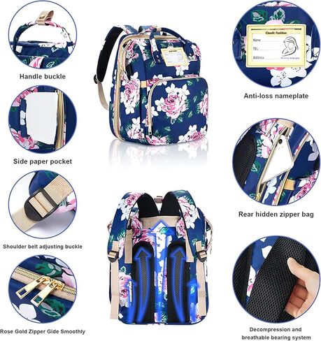 GurZinn Diaper Bag Backpack with Changing Station, Foldable for Bady Toddler, 3 in 1 Large Capacity Newborn Essentials Organizer with Stroller Hook for Girls and Boys（Pink） in Saudi Arabia