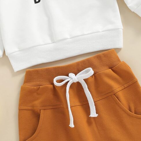 wdehow Toddler Baby Boy 2Pcs Outfits Letters Print Pullover Tops + Drawstring Pants Set Fall Winter Clothes in Saudi Arabia