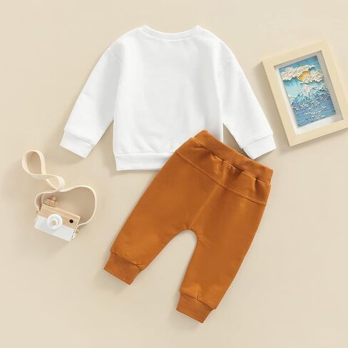 wdehow Toddler Baby Boy 2Pcs Outfits Letters Print Pullover Tops + Drawstring Pants Set Fall Winter Clothes in Saudi Arabia