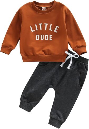 wdehow Toddler Baby Boy 2Pcs Outfits Letters Print Pullover Tops + Drawstring Pants Set Fall Winter Clothes in Saudi Arabia