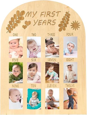 My First Year Photo Display Wood Board Baby's First Year Photo Frame 0-12 Months Baby Photo Frame Baby Milestone 1st First Year Picture Frame Baby Keepsake Picture Frame Gift for Mom Baby Boys Girls in Saudi Arabia