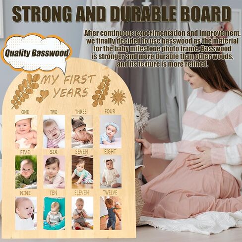 My First Year Photo Display Wood Board Baby's First Year Photo Frame 0-12 Months Baby Photo Frame Baby Milestone 1st First Year Picture Frame Baby Keepsake Picture Frame Gift for Mom Baby Boys Girls in Saudi Arabia