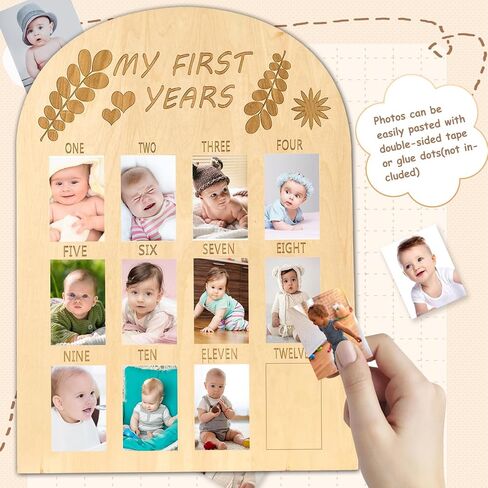 My First Year Photo Display Wood Board Baby's First Year Photo Frame 0-12 Months Baby Photo Frame Baby Milestone 1st First Year Picture Frame Baby Keepsake Picture Frame Gift for Mom Baby Boys Girls in Saudi Arabia