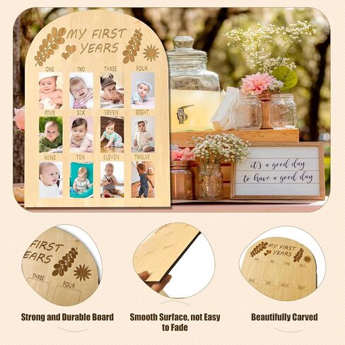 My First Year Photo Display Wood Board Baby's First Year Photo Frame 0-12 Months Baby Photo Frame Baby Milestone 1st First Year Picture Frame Baby Keepsake Picture Frame Gift for Mom Baby Boys Girls in Saudi Arabia