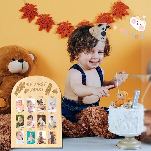 My First Year Photo Display Wood Board Baby's First Year Photo Frame 0-12 Months Baby Photo Frame Baby Milestone 1st First Year Picture Frame Baby Keepsake Picture Frame Gift for Mom Baby Boys Girls in Saudi Arabia