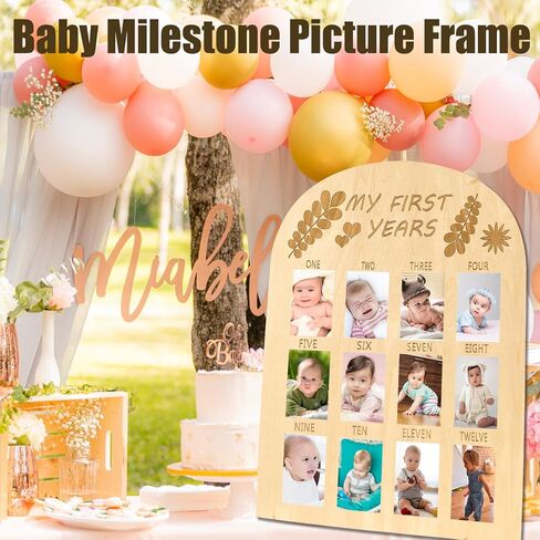 My First Year Photo Display Wood Board Baby's First Year Photo Frame 0-12 Months Baby Photo Frame Baby Milestone 1st First Year Picture Frame Baby Keepsake Picture Frame Gift for Mom Baby Boys Girls in Saudi Arabia