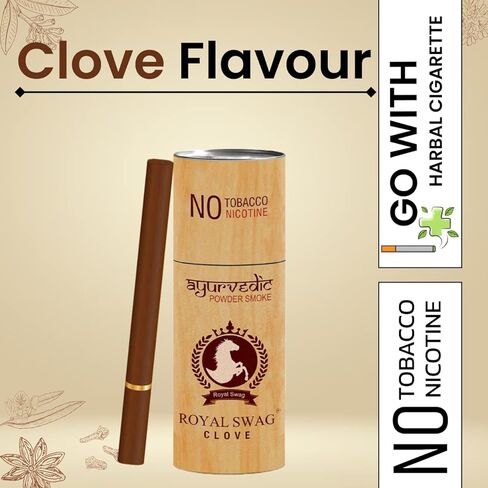ROYAL SWAG Ayurvedic Herbal Cigarettes 100% Tobacco Free & Nicotine Free Clove 25 Sticks - Helps Quit Smoking Pack of 5(1 Box = 5 Sticks) in Kuwait
