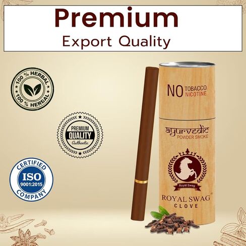 ROYAL SWAG Ayurvedic Herbal Cigarettes 100% Tobacco Free & Nicotine Free Clove 25 Sticks - Helps Quit Smoking Pack of 5(1 Box = 5 Sticks) in Kuwait