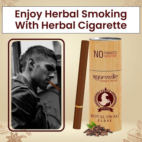 ROYAL SWAG Ayurvedic Herbal Cigarettes 100% Tobacco Free & Nicotine Free Clove 25 Sticks - Helps Quit Smoking Pack of 5(1 Box = 5 Sticks) in Kuwait