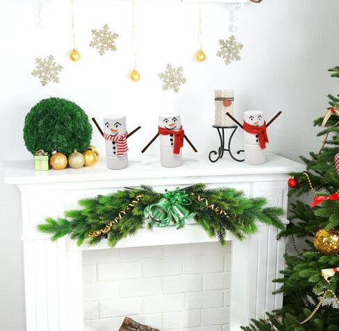 Marshmallow Christmas Snowman Figurines Table Topper Decor Resin Winter Figurine Centerpiece Tabletop for Fireplace Mantle Desk Shelf Kitchen Living Room Home Party Xmas Snowmen Holiday Decorations in Saudi Arabia